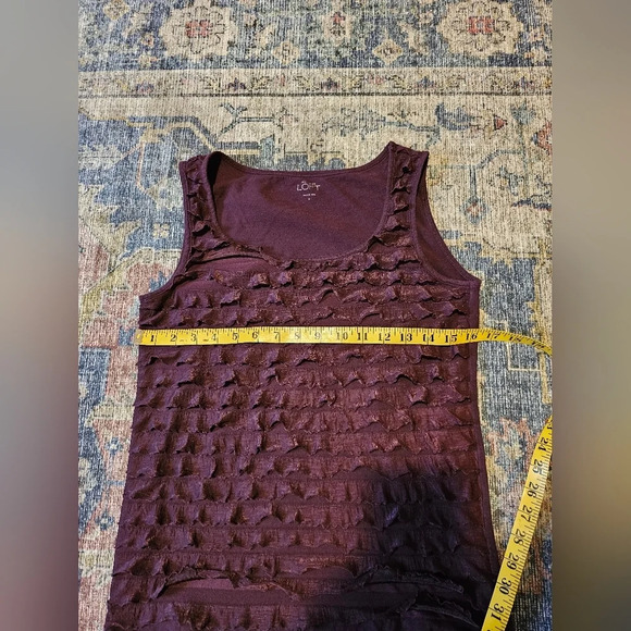 Ann Taylor LOFT Plum Ruffle Sleeveless Tank Women's Size Small - Picture 2 of 8